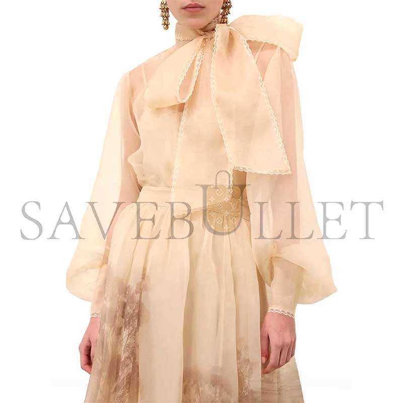 ZIMMERMANN MEMENTO ORGANZA BOW-LACE BLOUSE 